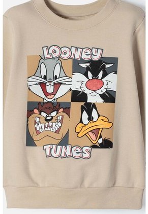 Buzo De Los Looney Tunes Caqui Cerrado Para Niño 2T A 5T 3T