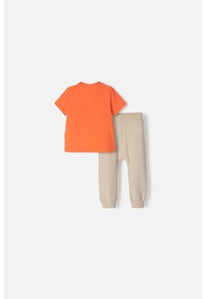 Conjunto De Los Looney Tunes Caqui Y Naranja De Pantalón Largo Para Bebé Niño 3-6