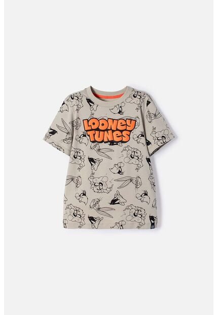 Camiseta De Looney Tunes Manga Corta Verde Oliva Para Niño 4