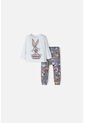 Pijama De Los Looney Tunes Blanca Y Gris Manga Larga Para Bebé Niño 6-9 de WARNER BROS