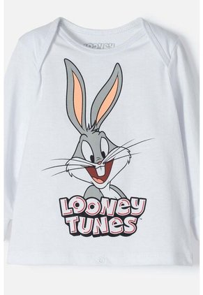 Pijama De Los Looney Tunes Blanca Y Gris Manga Larga Para Bebé Niño 6-9