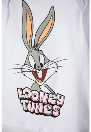 Pijama De Los Looney Tunes Blanca Y Gris Manga Larga Para Bebé Niño 6-9