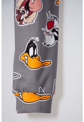 Pijama De Los Looney Tunes Blanca Y Gris Manga Larga Para Bebé Niño 6-9