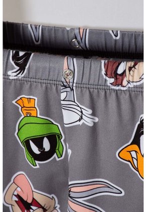 Pijama De Los Looney Tunes Blanca Y Gris Manga Larga Para Bebé Niño 6-9
