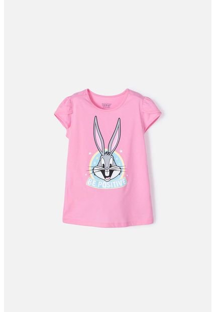 Camiseta De Looney Tunes Manga Corta Rosada Para Niña 4