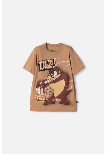Camiseta Looney Tunes Manga Corta Café Para Niño 12