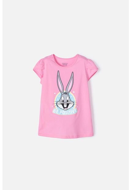 Camiseta De Looney Tunes Manga Corta Rosada Para Niña 8