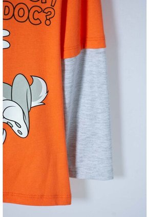 Camiseta De Bugs Bunny Naranja Y Gris Manga Larga Para Niño 2T A 5T 5T