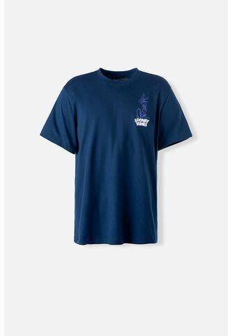 Camiseta De Looney Tunes Manga Corta Azul Para Hombre M WARNER BROS