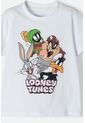 Pijama De Los Looney Tunes Blanca Y Gris Manga Corta Para Niño 2T A 5T 3T de WARNER BROS