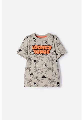 Camiseta De Looney Tunes Manga Corta Verde Oliva Para Niño 12 WARNER BROS