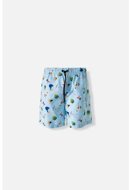 Pantaloneta De Baño De Los Looney Tunes Con Cordón Azul Claro Para Hombre ( Te Recomendamos Comprar Una Talla Menor A La Habitual) L