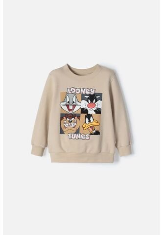 Buzo De Los Looney Tunes Caqui Cerrado Para Niño 2T A 5T 3T WARNER BROS