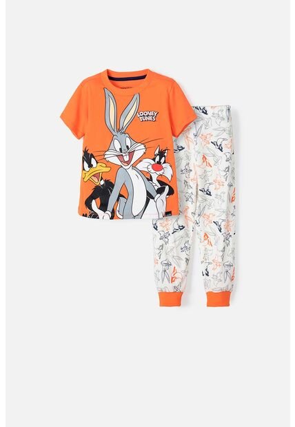 Pijama De Looney Tunes Manga Corta Multicolor Para Niño 2T A 5T 4T
