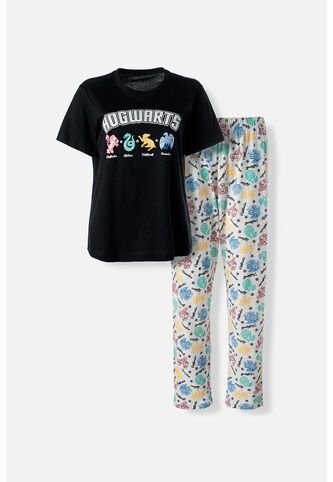 Pijama De Harry Potter Negra Y Multicolor De Pantalón Largo Para Mujer M WARNER BROS