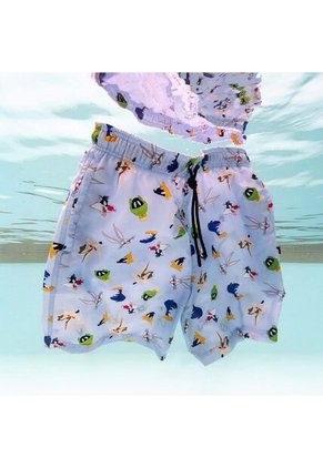 Pantaloneta De Baño De Los Looney Tunes Con Cordón Azul Claro Para Hombre ( Te Recomendamos Comprar Una Talla Menor A La Habitual) XL