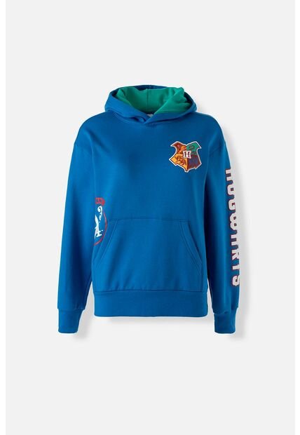 Buzo De Harry Potter Azul Y Verde Con Capucha Para Mujer M