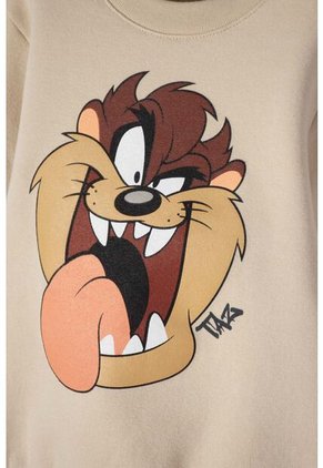 Buzo De Los Looney Tunes Caqui Estampado En Frente Para Bebé Niño 12-18