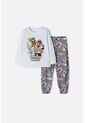 Pijama De Los Looney Tunes Blanca Y Gris Manga Larga Para Niño 2T A 5T 2T de WARNER BROS