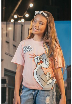 Camiseta De Bugs Bunny Manga Corta Mandarina Para Niña 8