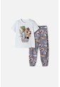 Pijama De Los Looney Tunes Blanca Y Gris Manga Corta Para Niño 2T A 5T 2T de WARNER BROS