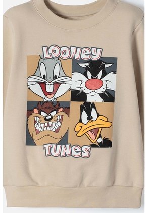 Buzo De Los Looney Tunes Caqui Cerrado Para Niño 2T A 5T 4T