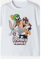 Pijama De Los Looney Tunes Blanca Y Gris Manga Corta Para Niño 2T A 5T 2T de WARNER BROS