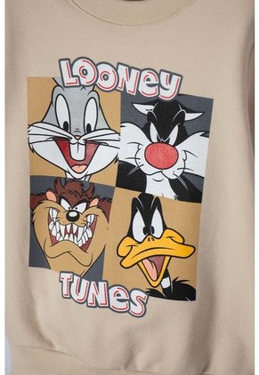 Buzo De Los Looney Tunes Caqui Cerrado Para Niño 2T A 5T 4T