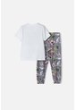 Pijama De Los Looney Tunes Blanca Y Gris Manga Corta Para Niño 2T A 5T 2T de WARNER BROS