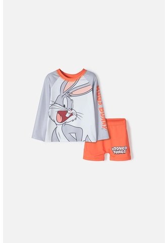 Conjunto De Baño De Bugs Bunny Multicolor Manga Larga Para Niño 2T A 5T 3T WARNER BROS
