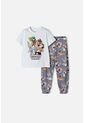 Pijama De Los Looney Tunes Blanca Y Gris Manga Corta Para Niño 2T A 5T 5T de WARNER BROS