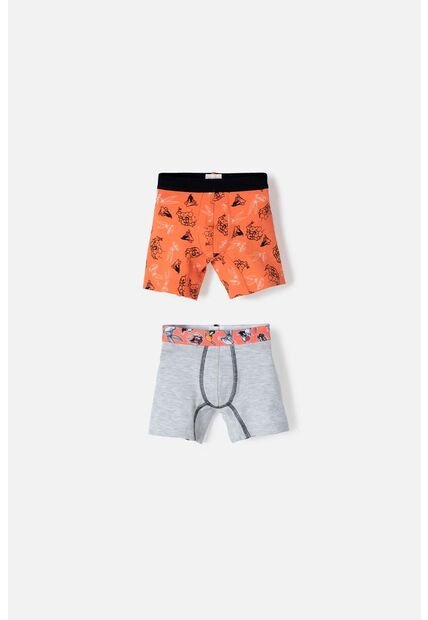 Pack X2 Boxer De Looney Tunes Naranja Y Gris Para Niño 2T A 5T 2T
