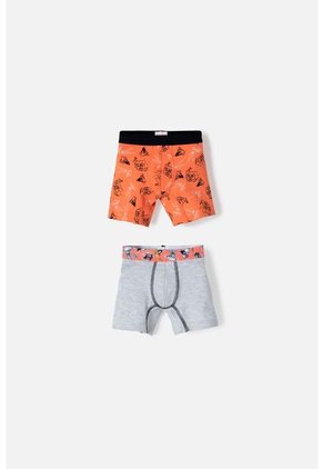 Pack X2 Boxer De Looney Tunes Naranja Y Gris Para Niño 2T A 5T 2T
