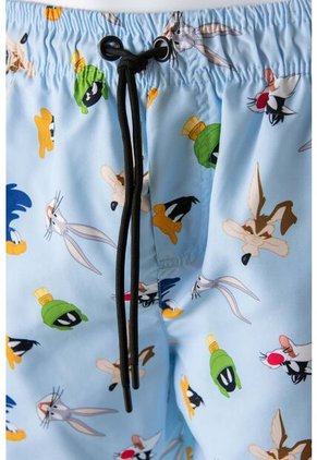 Pantaloneta De Baño De Los Looney Tunes Con Cordón Azul Claro Para Hombre ( Te Recomendamos Comprar Una Talla Menor A La Habitual) S
