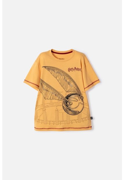 Camiseta De Harry Potter Manga Corta Mostaza Para Niño 6