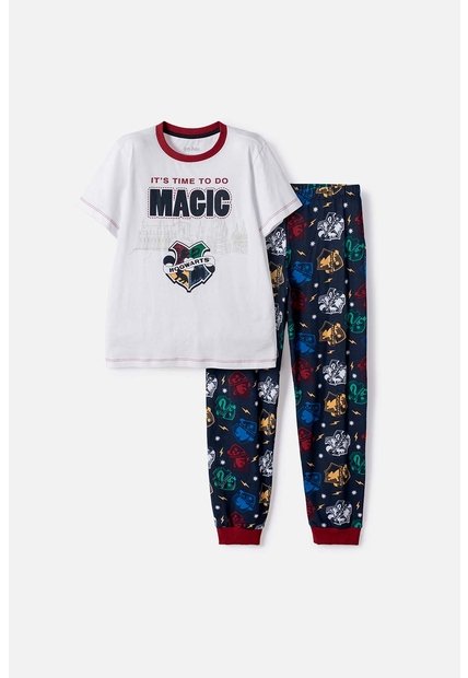 Pijama De Harry Potter Pantalón Largo Blanco Y Azul Para Niño 12
