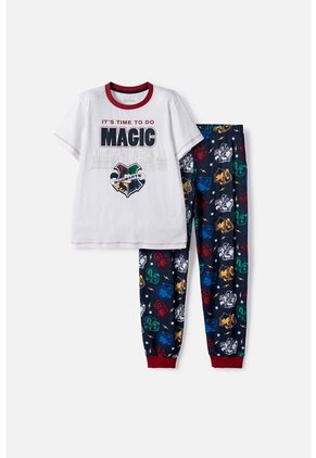 Pijama De Harry Potter Pantalón Largo Blanco Y Azul Para Niño 12