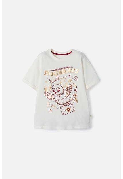 Camiseta De Harry Potter Manga Corta Marfil Para Niña 8
