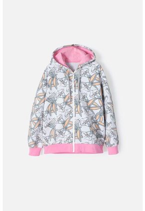 Buzo De Looney Tunes Con Cierre Gris Y Rosado Para Niña 4