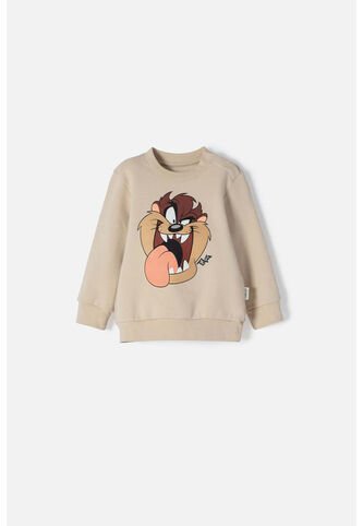 Buzo De Los Looney Tunes Caqui Estampado En Frente Para Bebé Niño 6-9 WARNER BROS