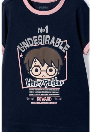 Camiseta De Harry Potter Manga Corta Azul Para Niña 8
