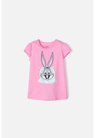 Camiseta De Looney Tunes Manga Corta Rosada Para Niña 10 WARNER BROS