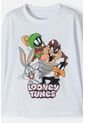 Pijama De Los Looney Tunes Blanca Y Gris Manga Larga Para Niño 2T A 5T 4T de WARNER BROS