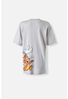 Camiseta De Tom Y Jerry Manga Corta Gris Género Neutro L