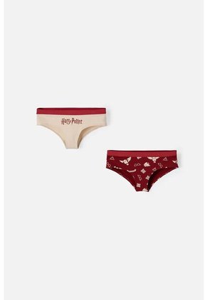 Pack X2 Panties De Harry Potter Vinotinto Y Caqui Para Mujer M