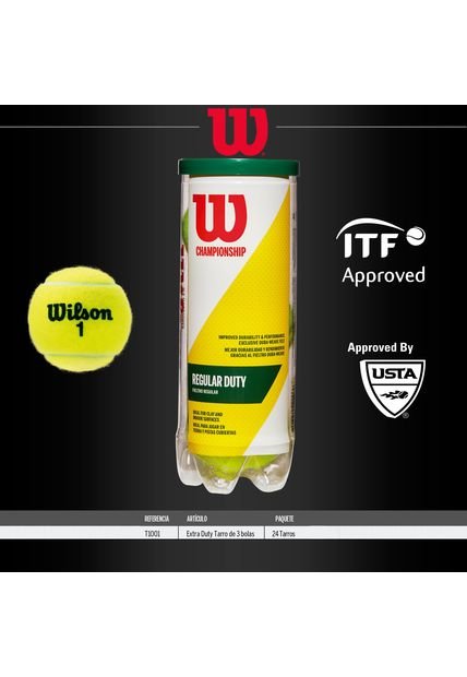 Pelotas Tennis X 3 Amarilla Wilson Regular Duty