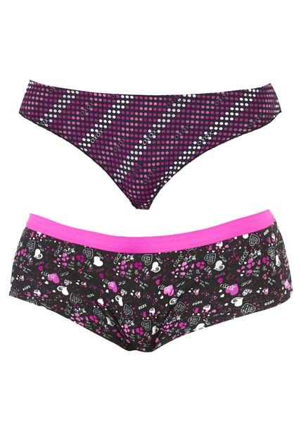 Juego de Cachetero y Tanga Xoxo Negro-Fucsia