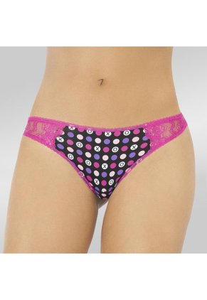 Juego de Cachetero y Tanga Xoxo Blanco-Azul y Negro-Fucsia