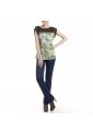 Blusa Xuss Café-Verde-Animal Print de Xuss