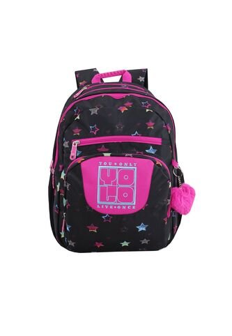 Morral Yolo Escolar Para Mujer Color Negro Rosa YOLO